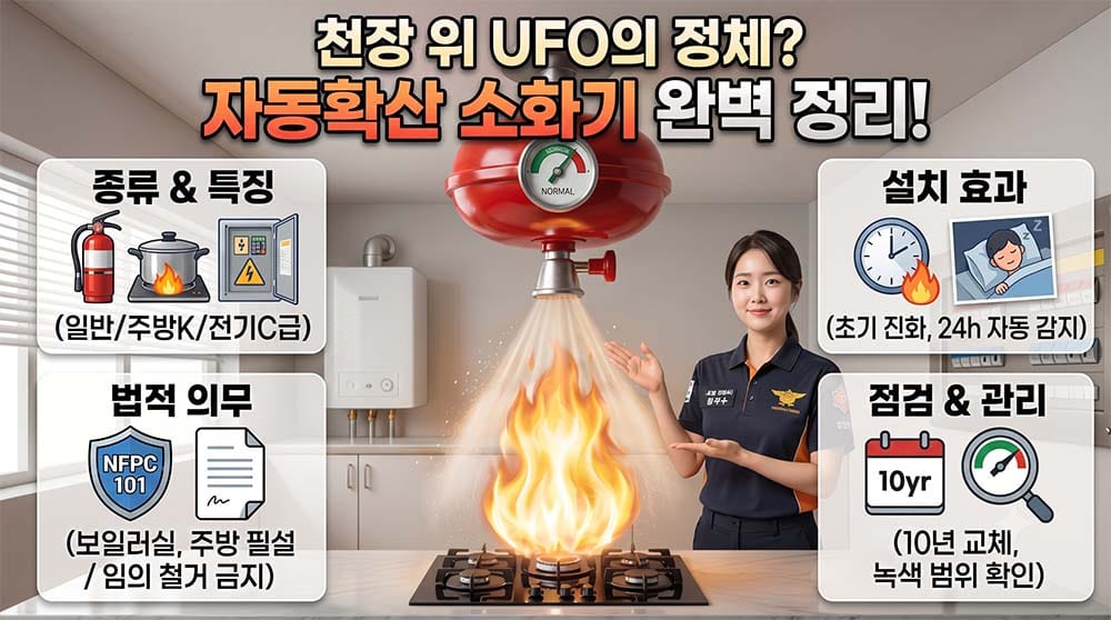보일러실 자동확산소화기 추락 위험 및 개정 법령 기준
