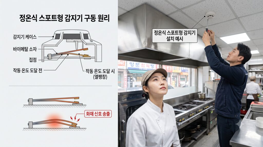 fixed-temperature-spot-type-detector-internal-diagram-and-kitchen-installation