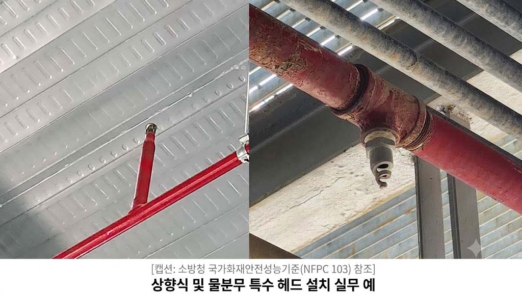 스프링클러 헤드 설치 모습