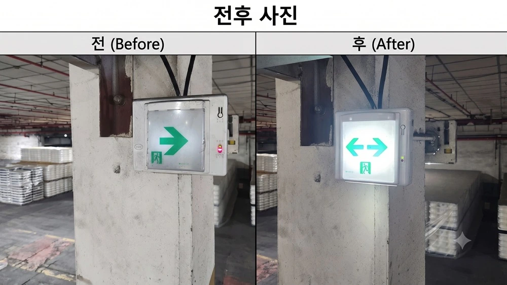 유도등 교체 사진